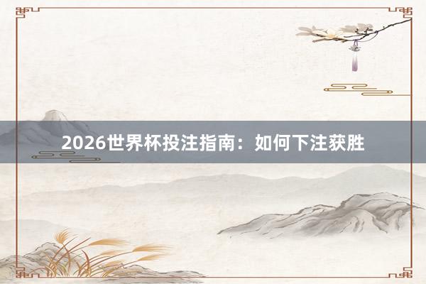 2026世界杯投注指南：如何下注获胜