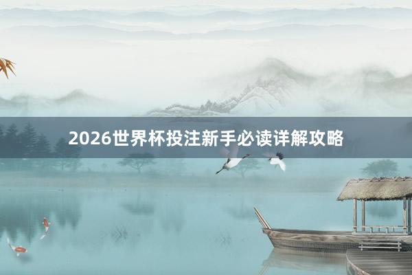 2026世界杯投注新手必读详解攻略