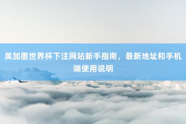 美加墨世界杯下注网站新手指南，最新地址和手机端使用说明