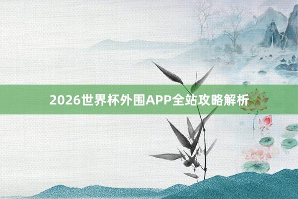 2026世界杯外围APP全站攻略解析