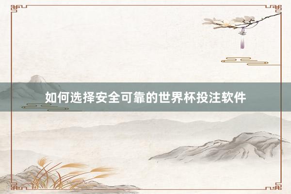 如何选择安全可靠的世界杯投注软件